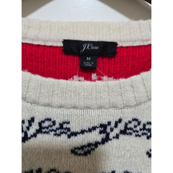 J.Crew Women’s Merino Wool Blend Cream Yes No Crew Neck Sweater Cozy Size M - Picture 6 of 12